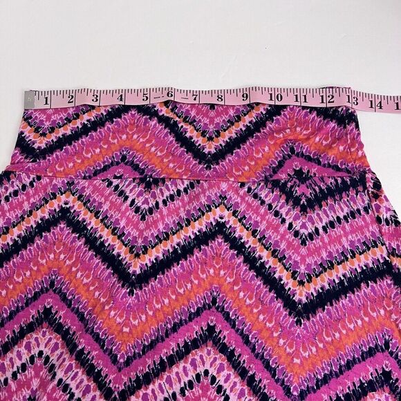 New Directions Maxi Skirt Size M Pull On Pink Multicolor Chevron Print READ - Picture 5 of 11